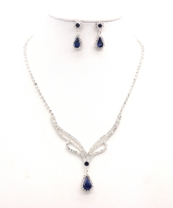 Rhinestone Necklace with Earrings NB300616 SVMO